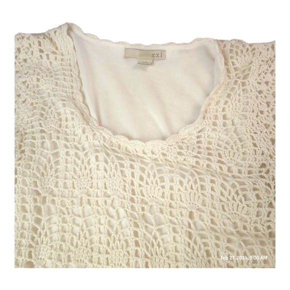 Forever 21, Vintage Boho Crochet Grannycore Dress - Ivory - Picture 6 of 16